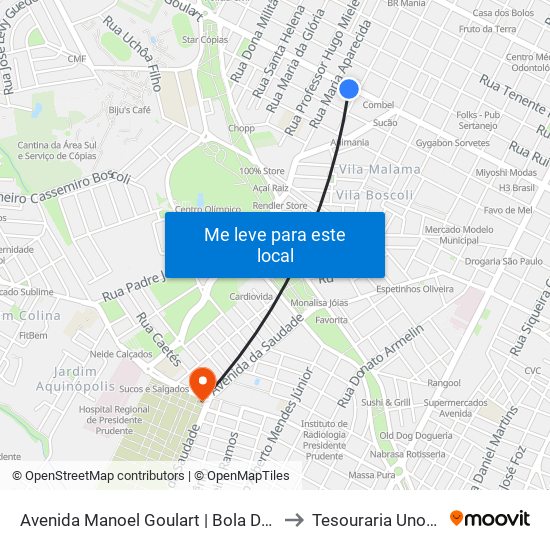 Avenida Manoel Goulart | Bola De Neve to Tesouraria Unoeste map