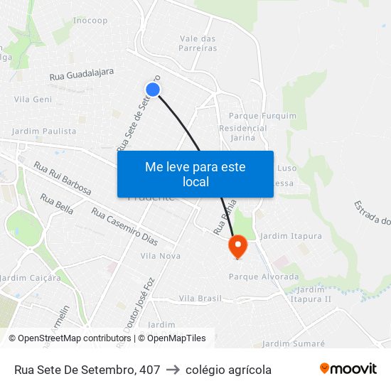 Rua Sete De Setembro, 407 to colégio agrícola map