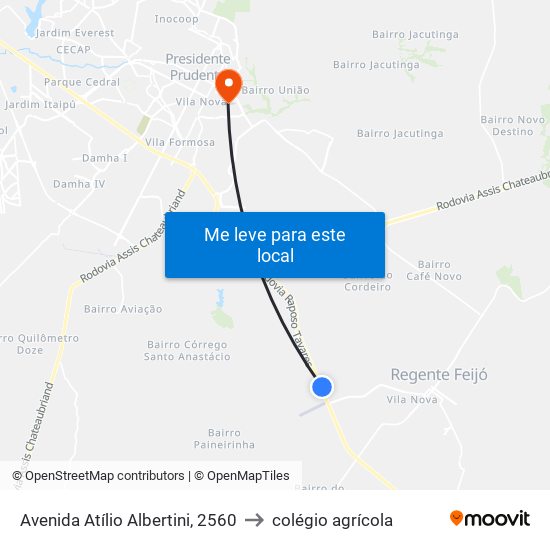 Avenida Atílio Albertini, 2560 to colégio agrícola map