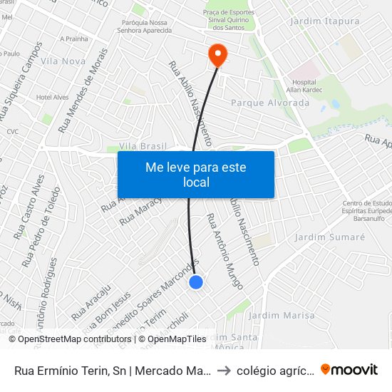 Rua Ermínio Terin, Sn | Mercado Mariano to colégio agrícola map