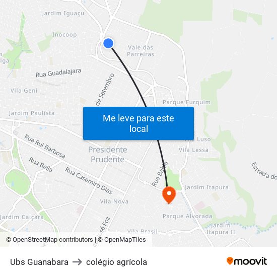 Ubs Guanabara to colégio agrícola map