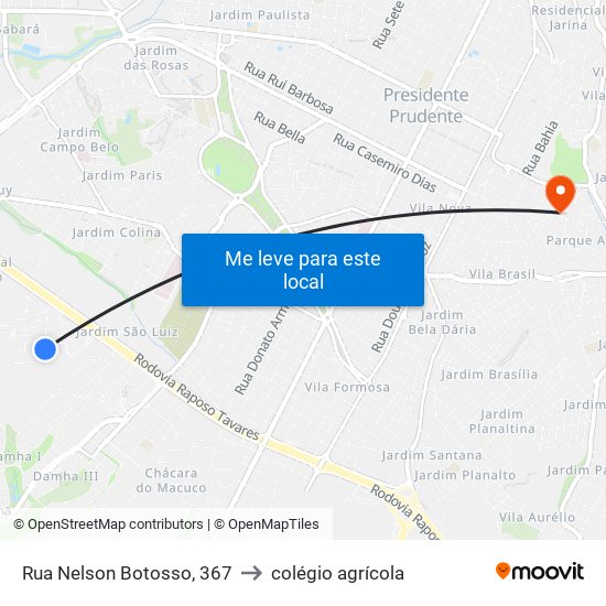 Rua Nelson Botosso, 367 to colégio agrícola map