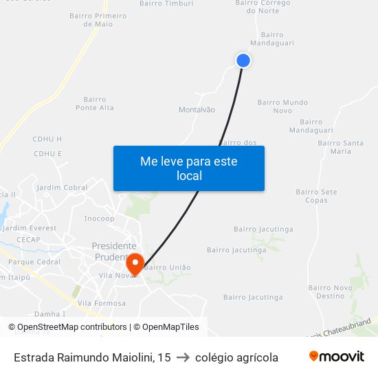 Estrada Raimundo Maiolini, 15 to colégio agrícola map