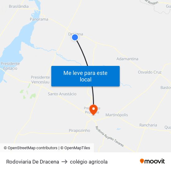 Rodoviaria De Dracena to colégio agrícola map