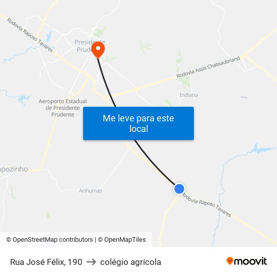 Rua José Félix, 190 to colégio agrícola map
