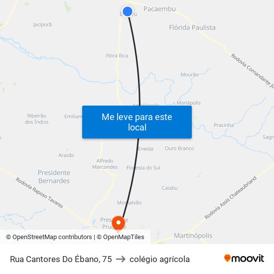 Rua Cantores Do Ébano, 75 to colégio agrícola map