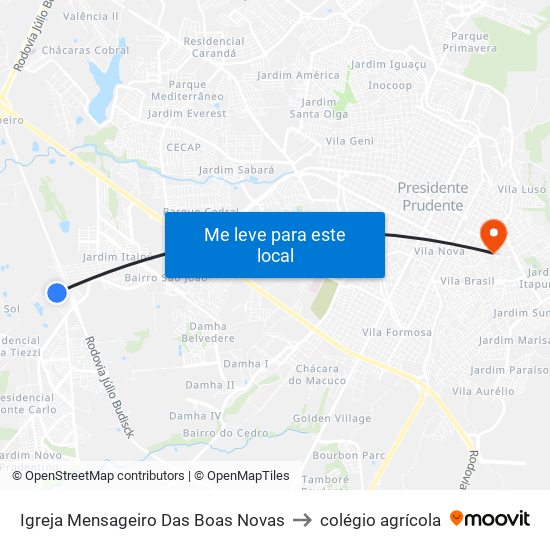 Igreja Mensageiro Das Boas Novas to colégio agrícola map