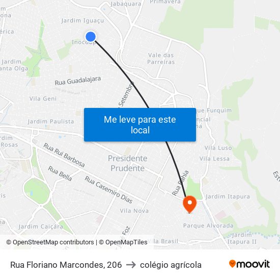 Rua Floriano Marcondes, 206 to colégio agrícola map