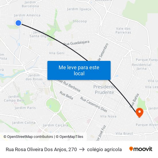 Rua Rosa Oliveira Dos Anjos, 270 to colégio agrícola map