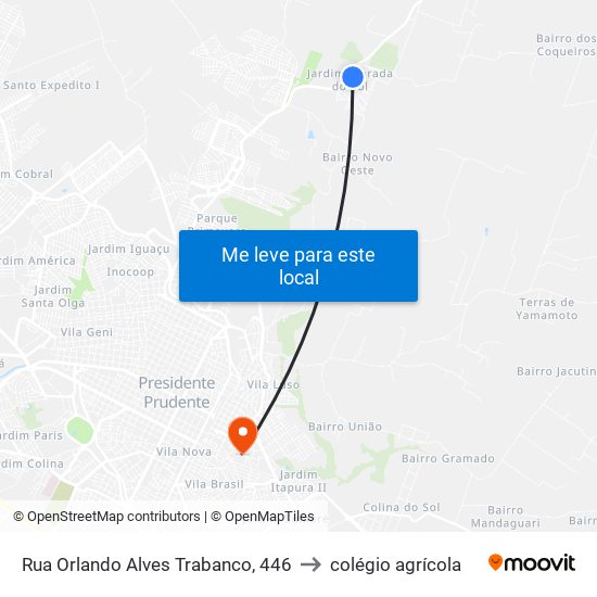 Rua Orlando Alves Trabanco, 446 to colégio agrícola map