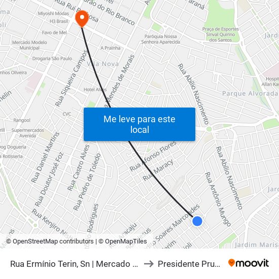 Rua Ermínio Terin, Sn | Mercado Mariano to Presidente Prudente map