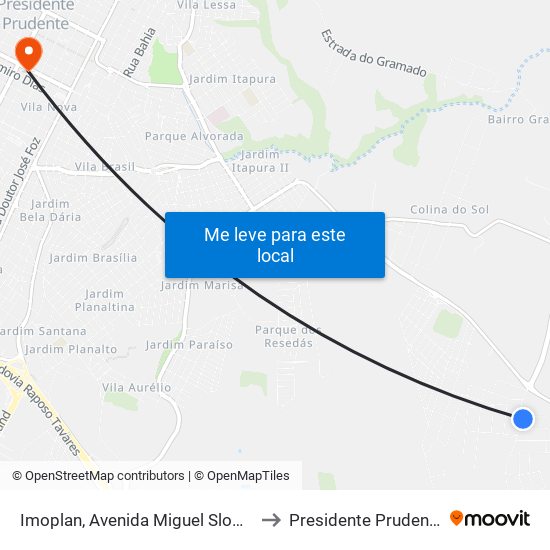 Imoplan, Avenida Miguel Sloma to Presidente Prudente map