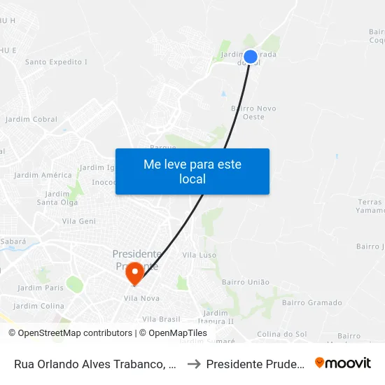 Rua Orlando Alves Trabanco, 446 to Presidente Prudente map