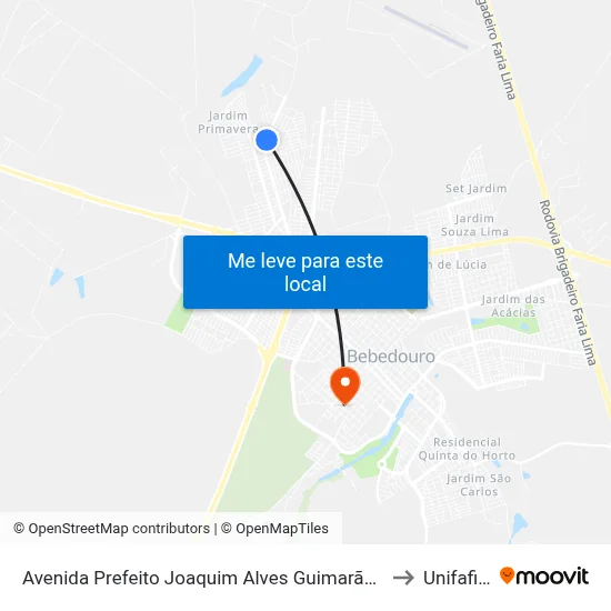 Avenida Prefeito Joaquim Alves Guimarães, S/N to Unifafibe map
