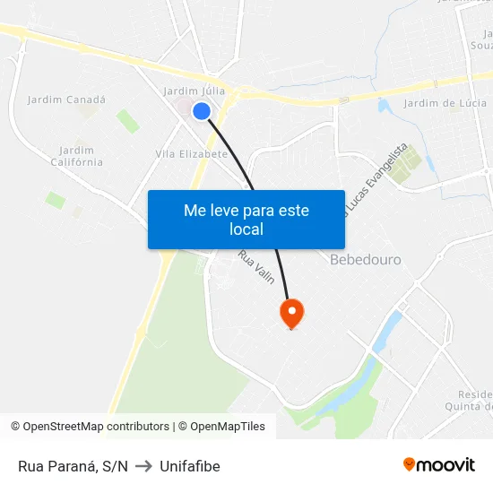 Rua Paraná, S/N to Unifafibe map