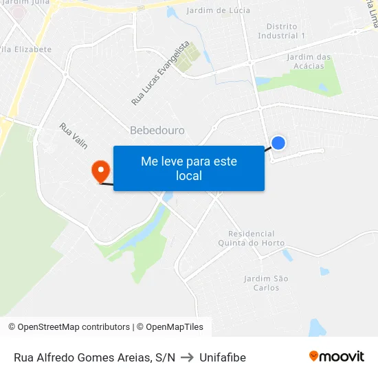 Rua Alfredo Gomes Areias, S/N to Unifafibe map