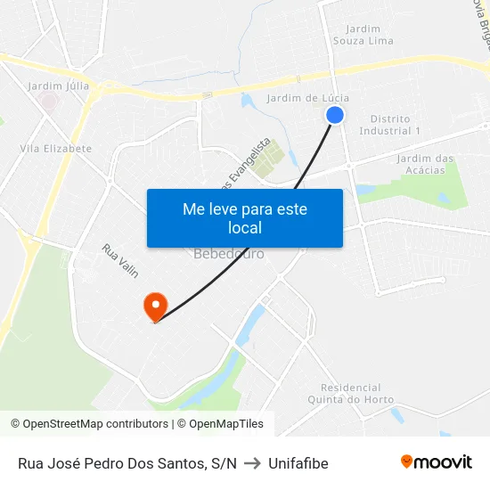 Rua José Pedro Dos Santos, S/N to Unifafibe map