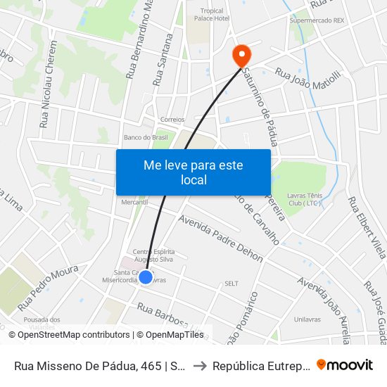Rua Misseno De Pádua, 465 | Santa Casa to República Eutrepsemia map