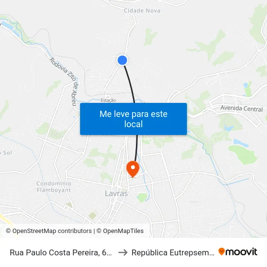 Rua Paulo Costa Pereira, 622 to República Eutrepsemia map