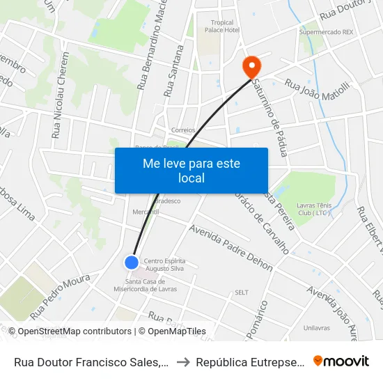 Rua Doutor Francisco Sales, 744 to República Eutrepsemia map