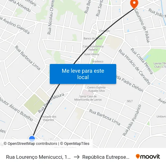 Rua Lourenço Menicucci, 168 to República Eutrepsemia map