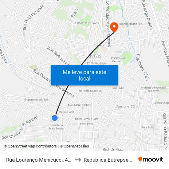 Rua Lourenço Menicucci, 444 to República Eutrepsemia map