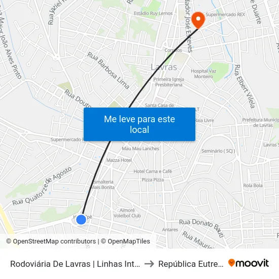 Rodoviária De Lavras | Linhas Intermunicipais to República Eutrepsemia map