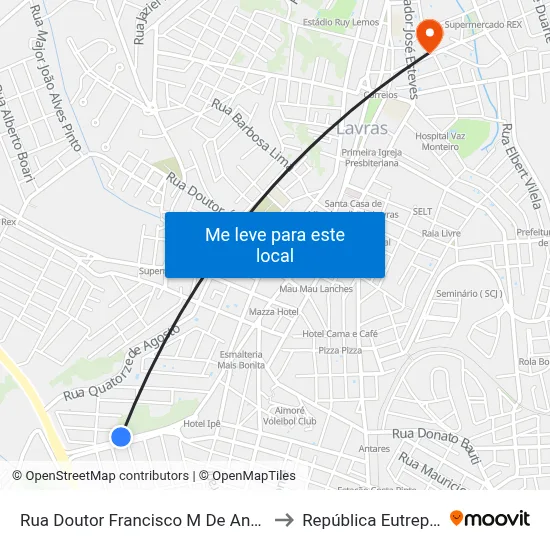 Rua Doutor Francisco M De Andrade 296 to República Eutrepsemia map