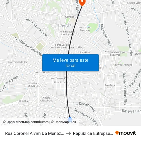 Rua Coronel Alvim De Menezes, 2 to República Eutrepsemia map