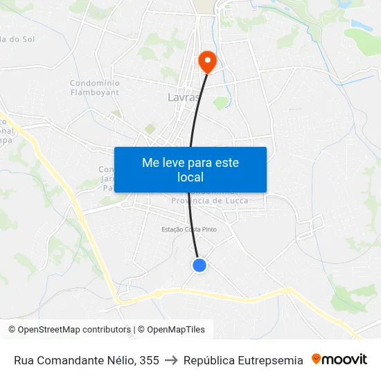 Rua Comandante Nélio, 355 to República Eutrepsemia map