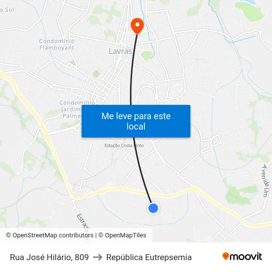 Rua José Hilário, 809 to República Eutrepsemia map