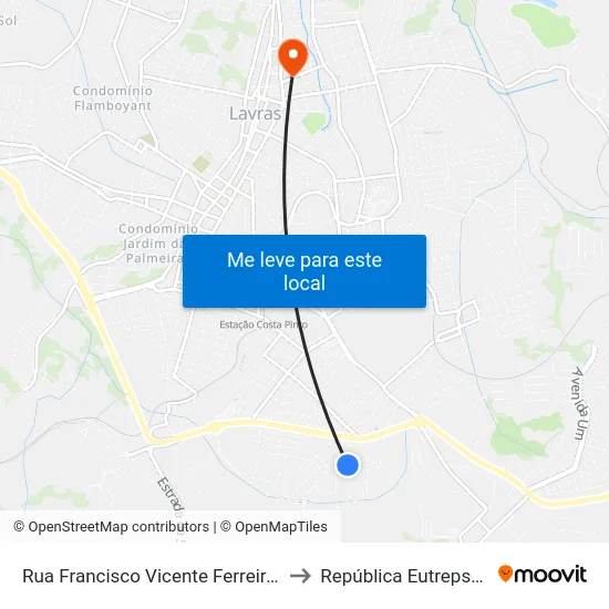 Rua Francisco Vicente Ferreira, 294 to República Eutrepsemia map