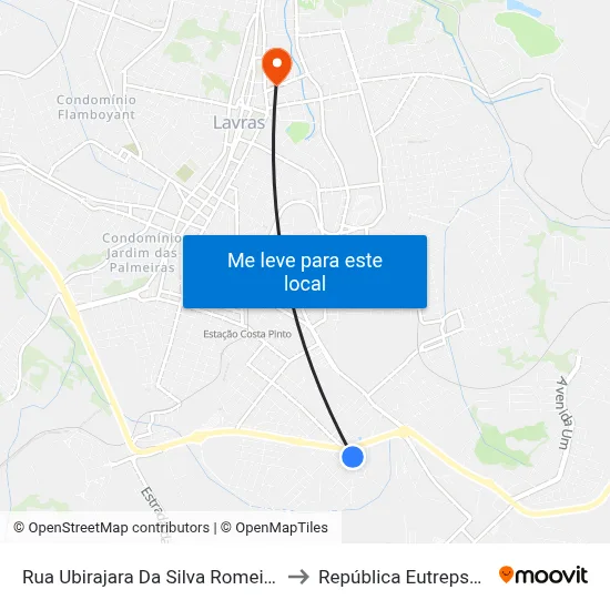 Rua Ubirajara Da Silva Romeiro, 35 to República Eutrepsemia map