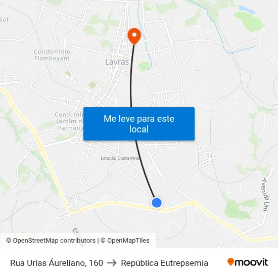 Rua Urias Áureliano, 160 to República Eutrepsemia map