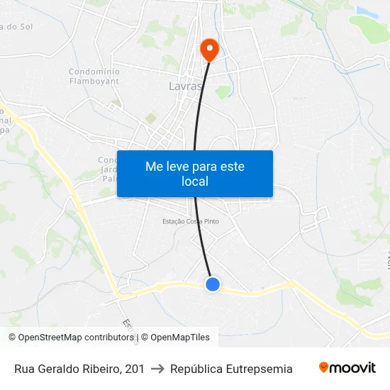 Rua Geraldo Ribeiro, 201 to República Eutrepsemia map