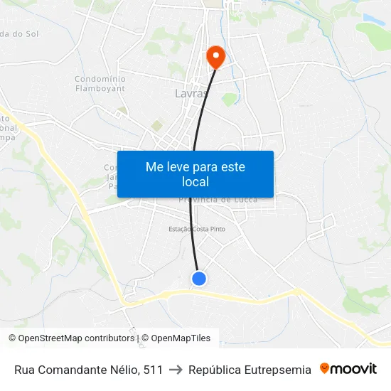 Rua Comandante Nélio, 511 to República Eutrepsemia map