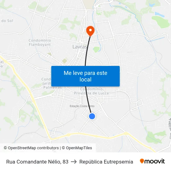 Rua Comandante Nélio, 83 to República Eutrepsemia map