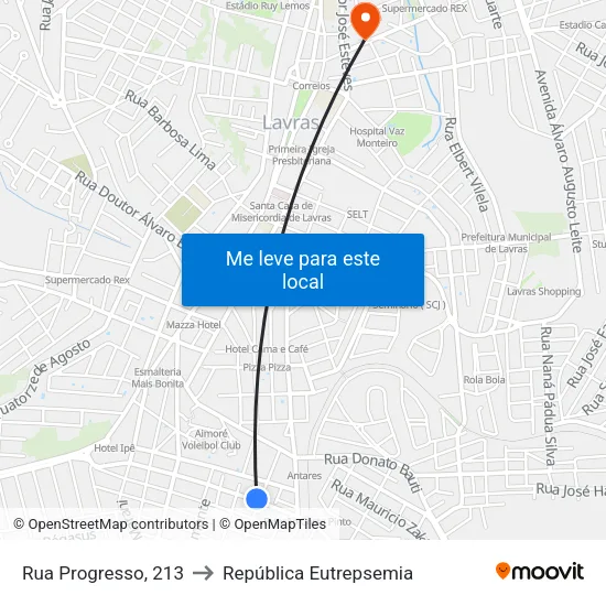 Rua Progresso, 213 to República Eutrepsemia map