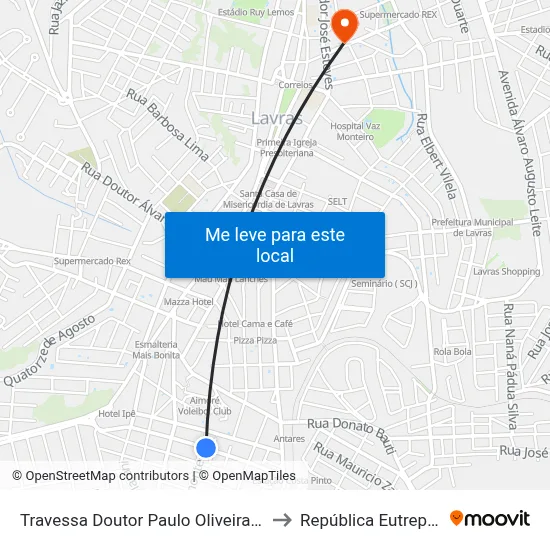 Travessa Doutor Paulo Oliveira Lima, 33 to República Eutrepsemia map