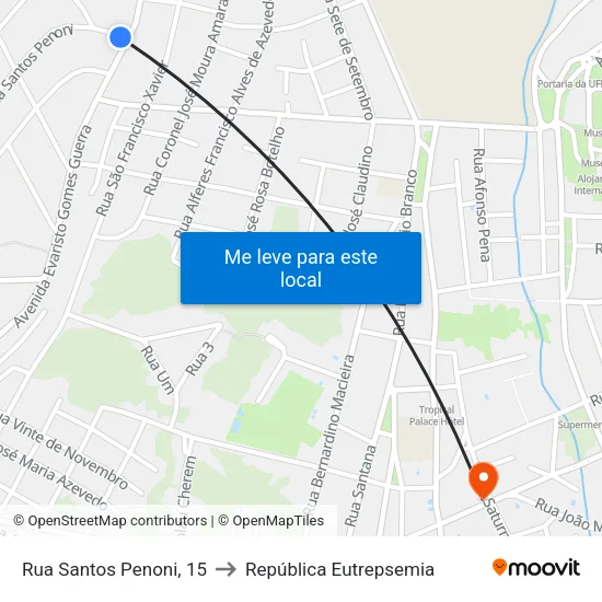 Rua Santos Penoni, 15 to República Eutrepsemia map
