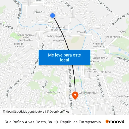 Rua Rufino Alves Costa, 8a to República Eutrepsemia map