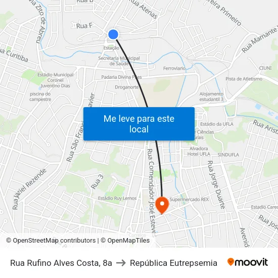 Rua Rufino Alves Costa, 8a to República Eutrepsemia map