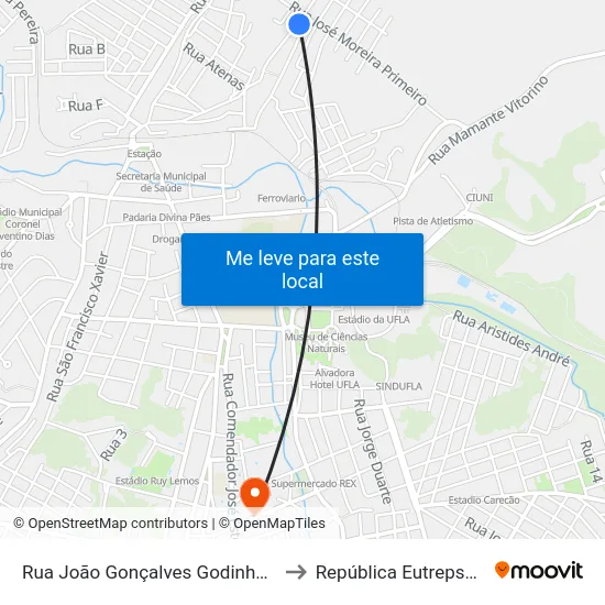 Rua João Gonçalves Godinho, 299 to República Eutrepsemia map