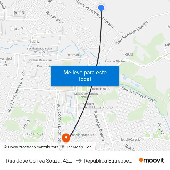 Rua José Corrêa Souza, 429a to República Eutrepsemia map