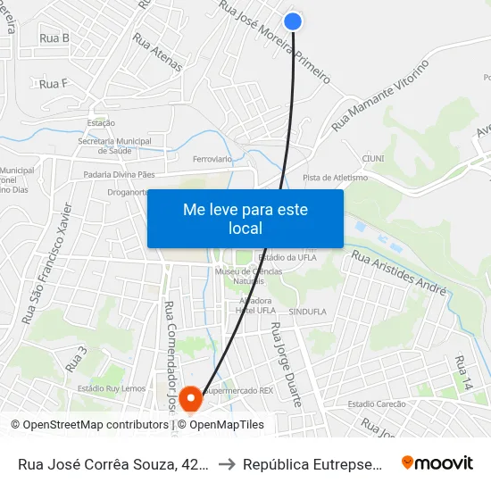 Rua José Corrêa Souza, 429a to República Eutrepsemia map