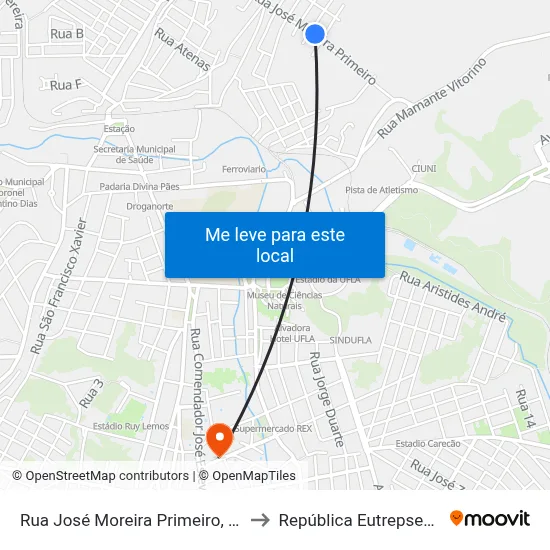 Rua José Moreira Primeiro, 355 to República Eutrepsemia map