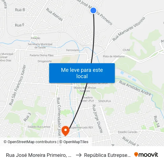 Rua José Moreira Primeiro, 346a to República Eutrepsemia map