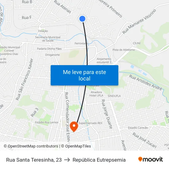 Rua Santa Teresinha, 23 to República Eutrepsemia map