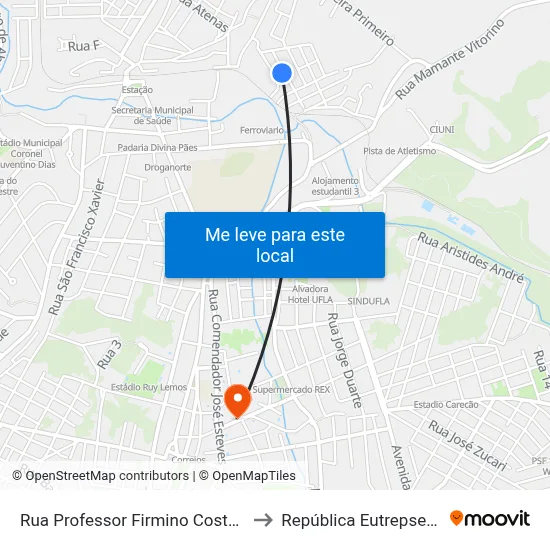 Rua Professor Firmino Costa, 99 to República Eutrepsemia map