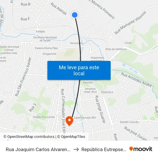 Rua Joaquim Carlos Alvarenga, 2 to República Eutrepsemia map